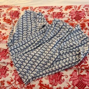 Roller Rabbit Blue and White Elephant Print Pajamas